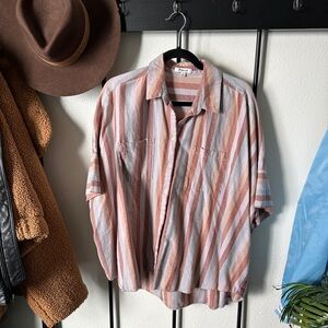 Sold. Madewell multicolor pastel oversized boxy stripe button up